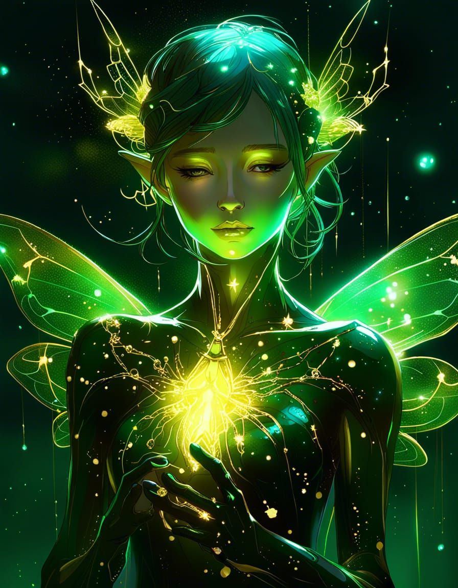 Bioluminescent Fairy Constellation in Gold Magic