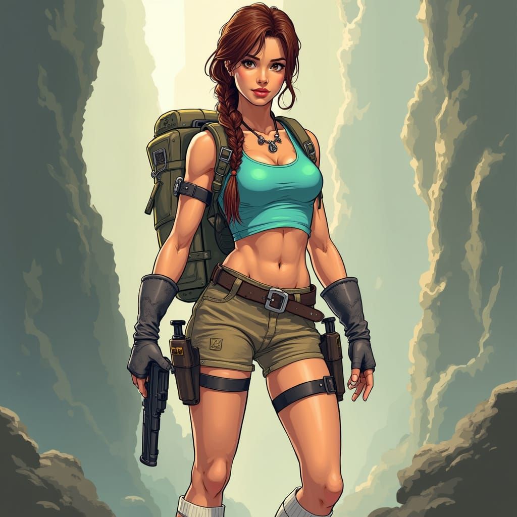 Fearless Adventurer in Turquoise Leotard and Calf-High Boots