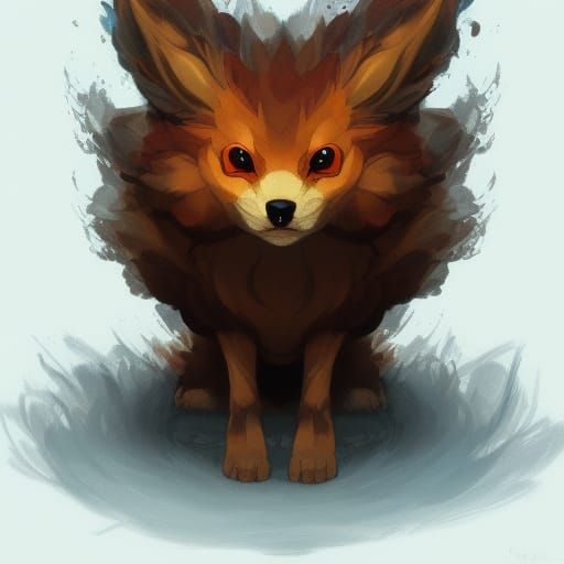 Demonic Vulpix Portrait in Hyperdetailed Style