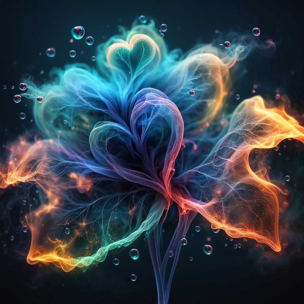 Glowing Flame Heart in Surreal Fantasy Style
