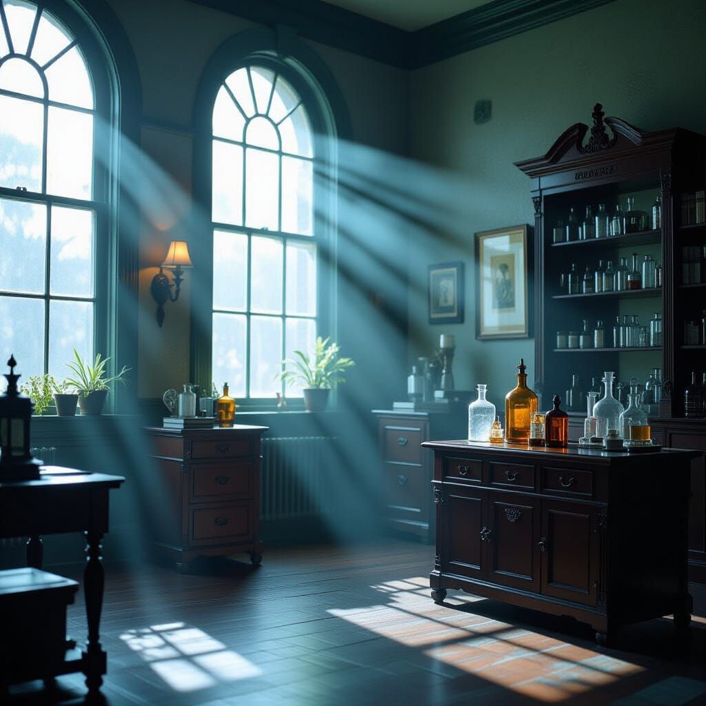 Victorian Apothecary Glow Cinematic Film Still