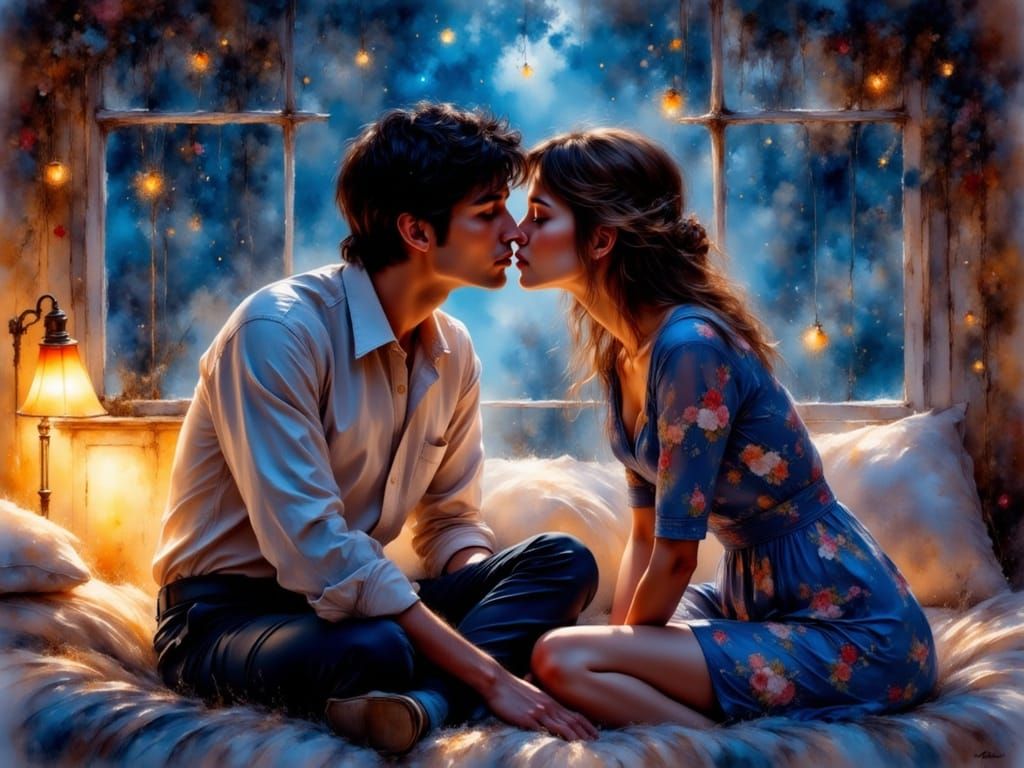 First Kiss in Synthwave College Dorm