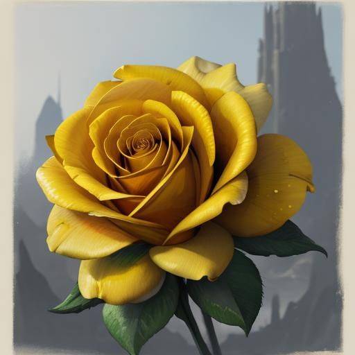 Yellow Rose Watercolor Painting in Modern Style