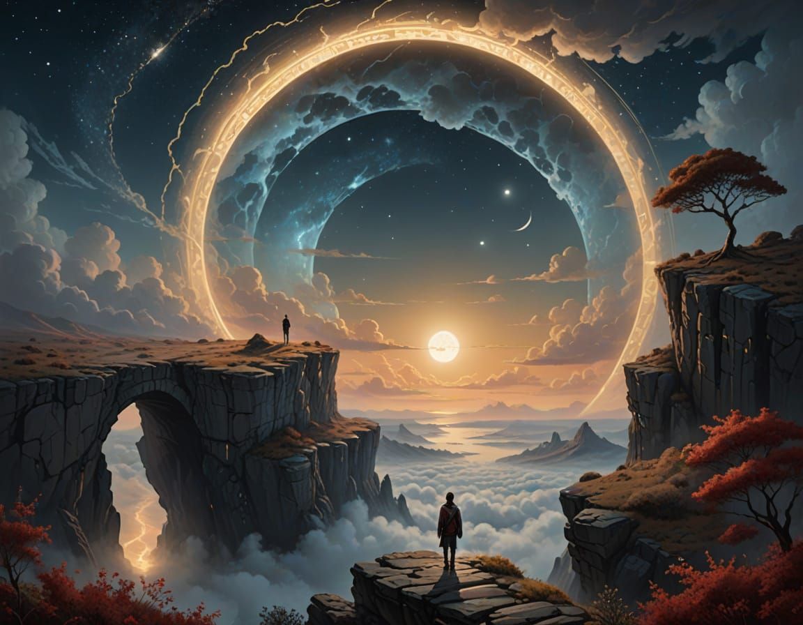 Cloud Cliff Portal to Moonlit Starship