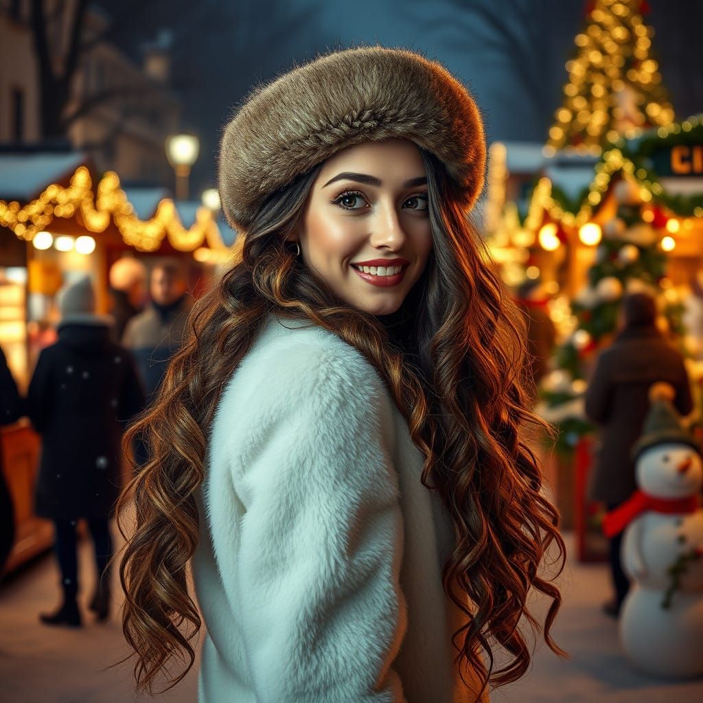 Beautiful Woman Surrounded by Winter Wonderland
