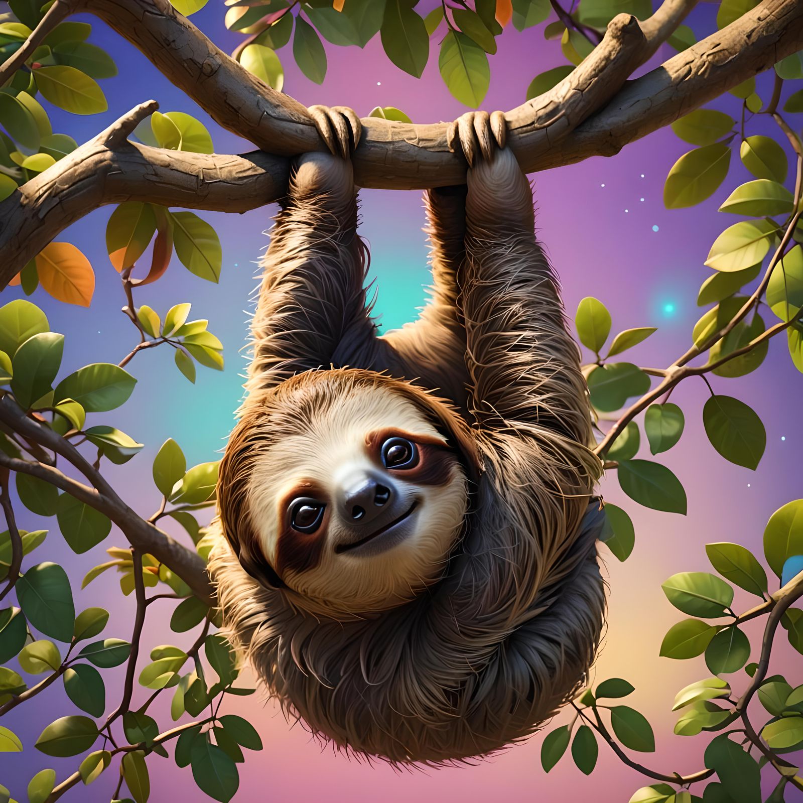 Adorable Baby Sloth Waving Hello in 3D