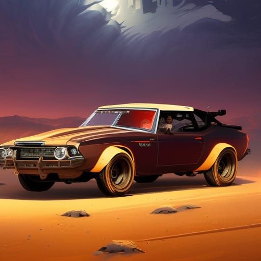 Mad Max Car in GTA 5 Cover Art Style