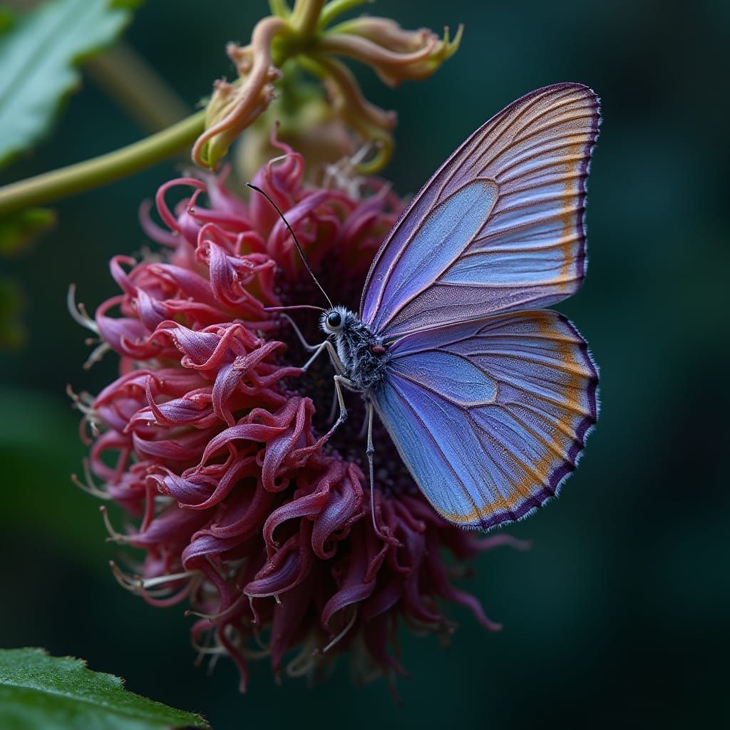 Purple Butterfly Emerges from Passionflower Chrysalis