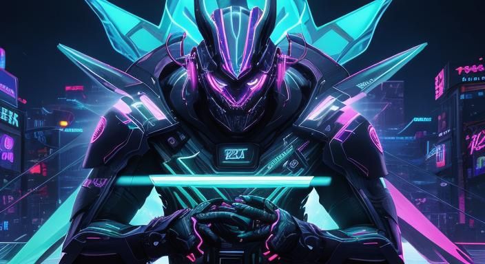 Neon Dragon Plays Electric Guitar in Cyberpunk Tokyo