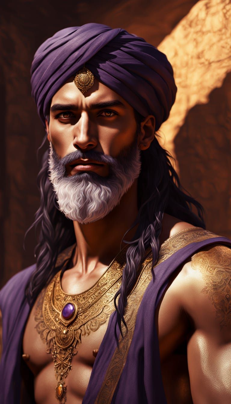 Handsome Djinn Portrait with Magical Sparks