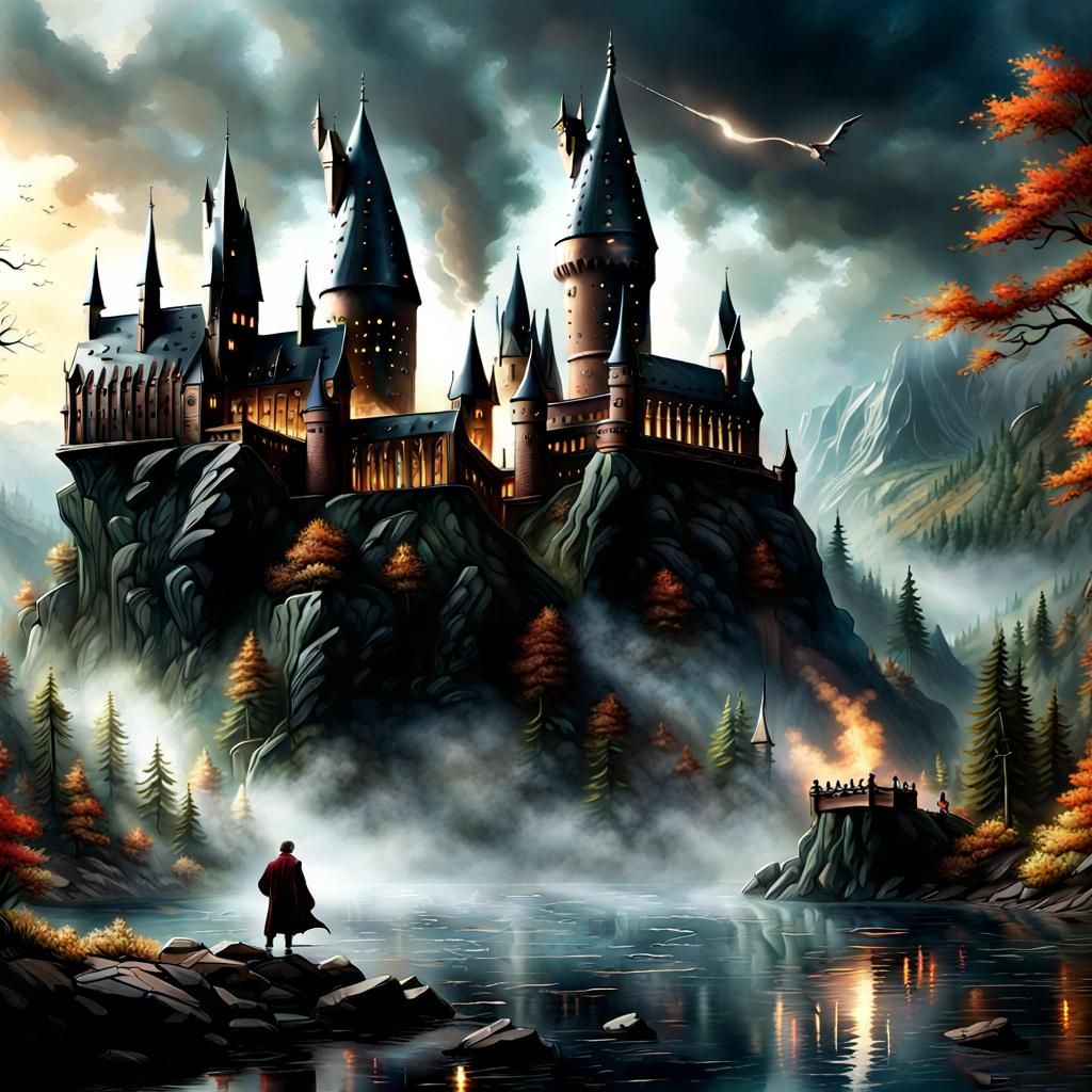 Harry Potter Black Lake Battle: Hyperrealistic Detail