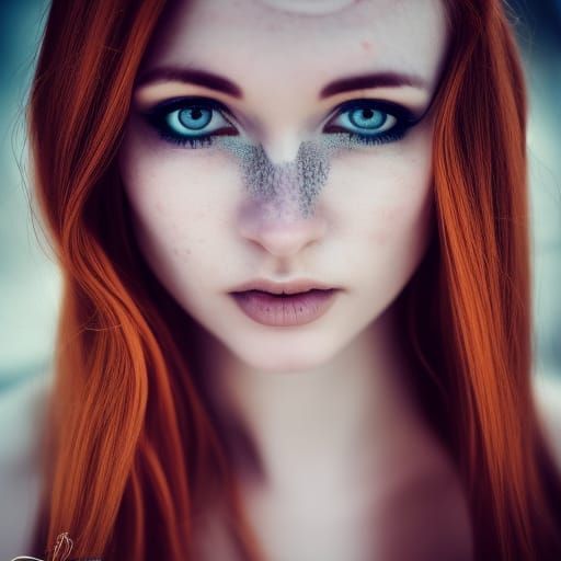 Redhead with Piercing Gaze in Smokey Ambiance