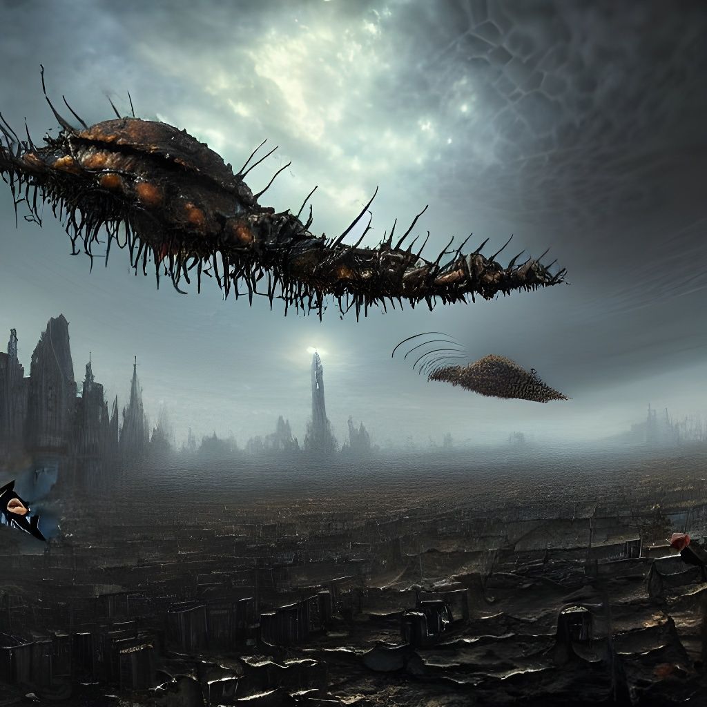 Epic Insect Drone Battle in Digital Art Style