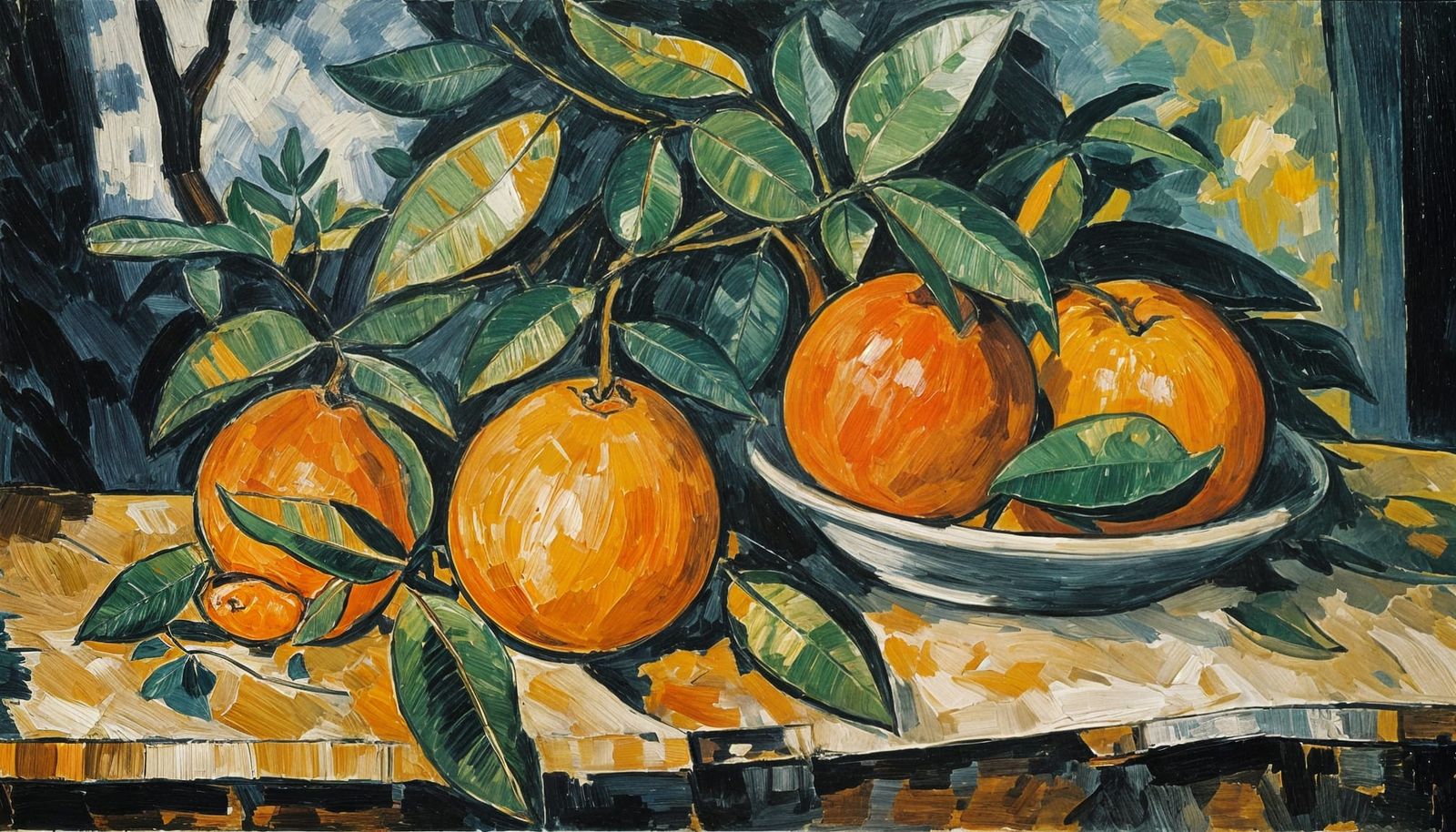 Expressive Still Life of Oranges in Bold Impressionist Style