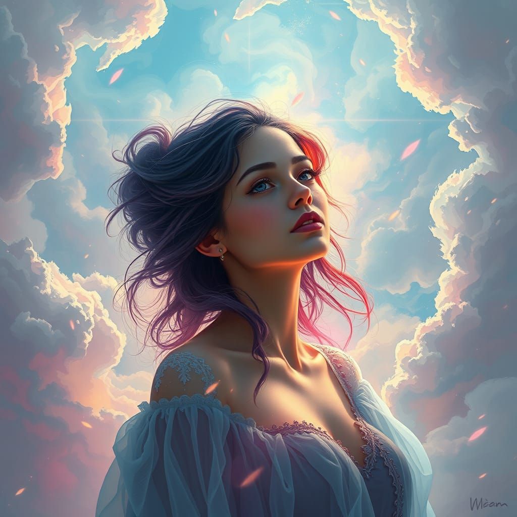 Ethereal Goddess in a Dreamy Celestial Realm