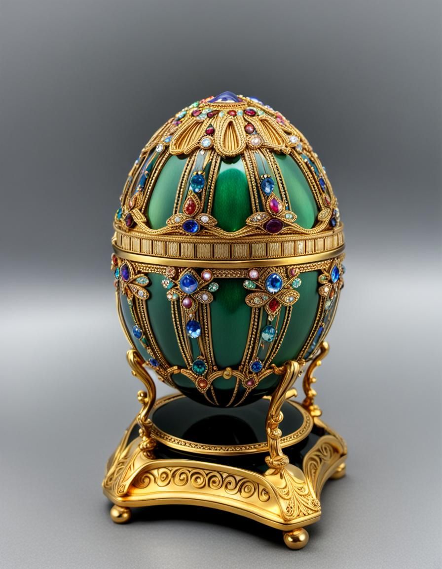Vintage Jeweled Faberge Egg in Art Deco Style