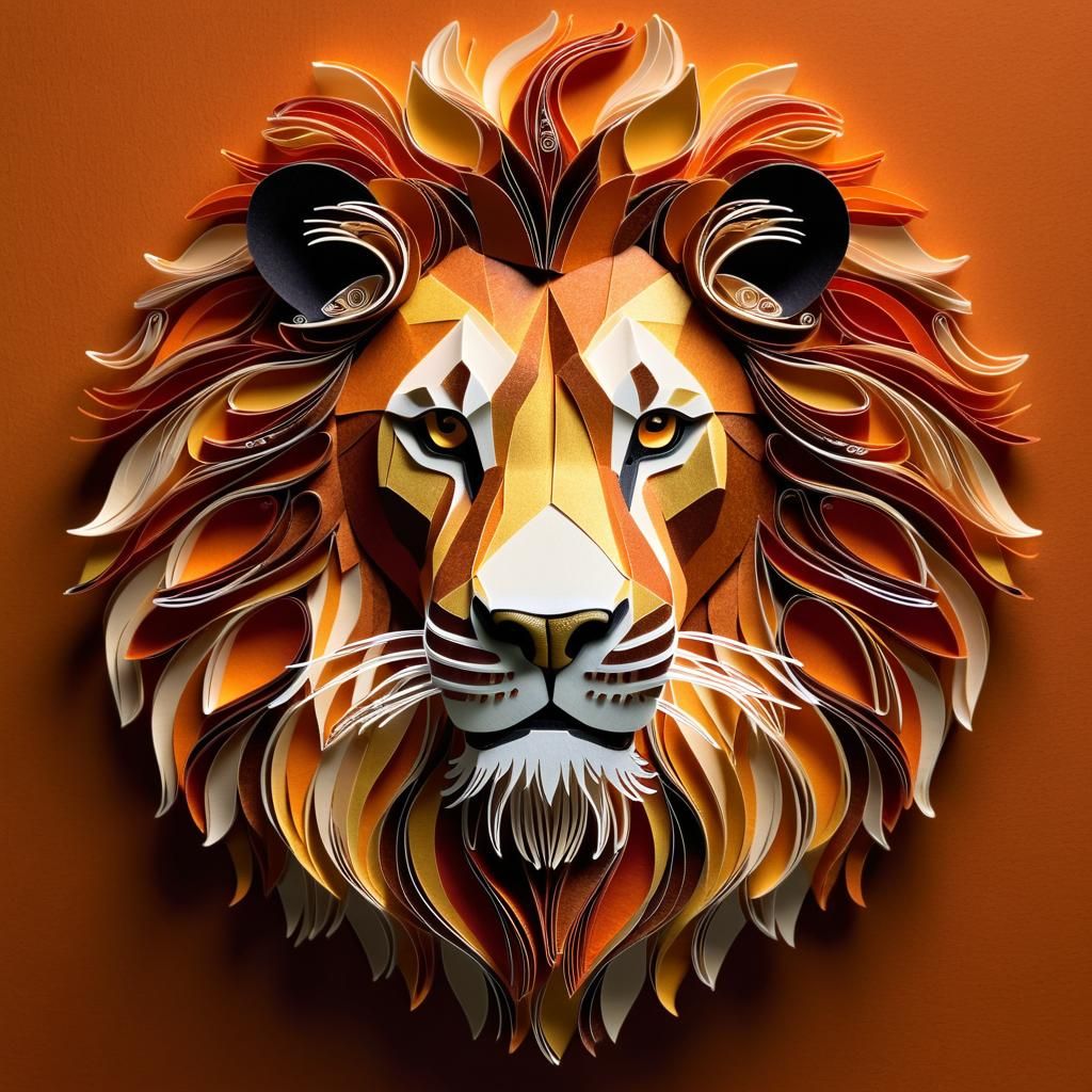 Majestic Paper Lion in Earth Tones
