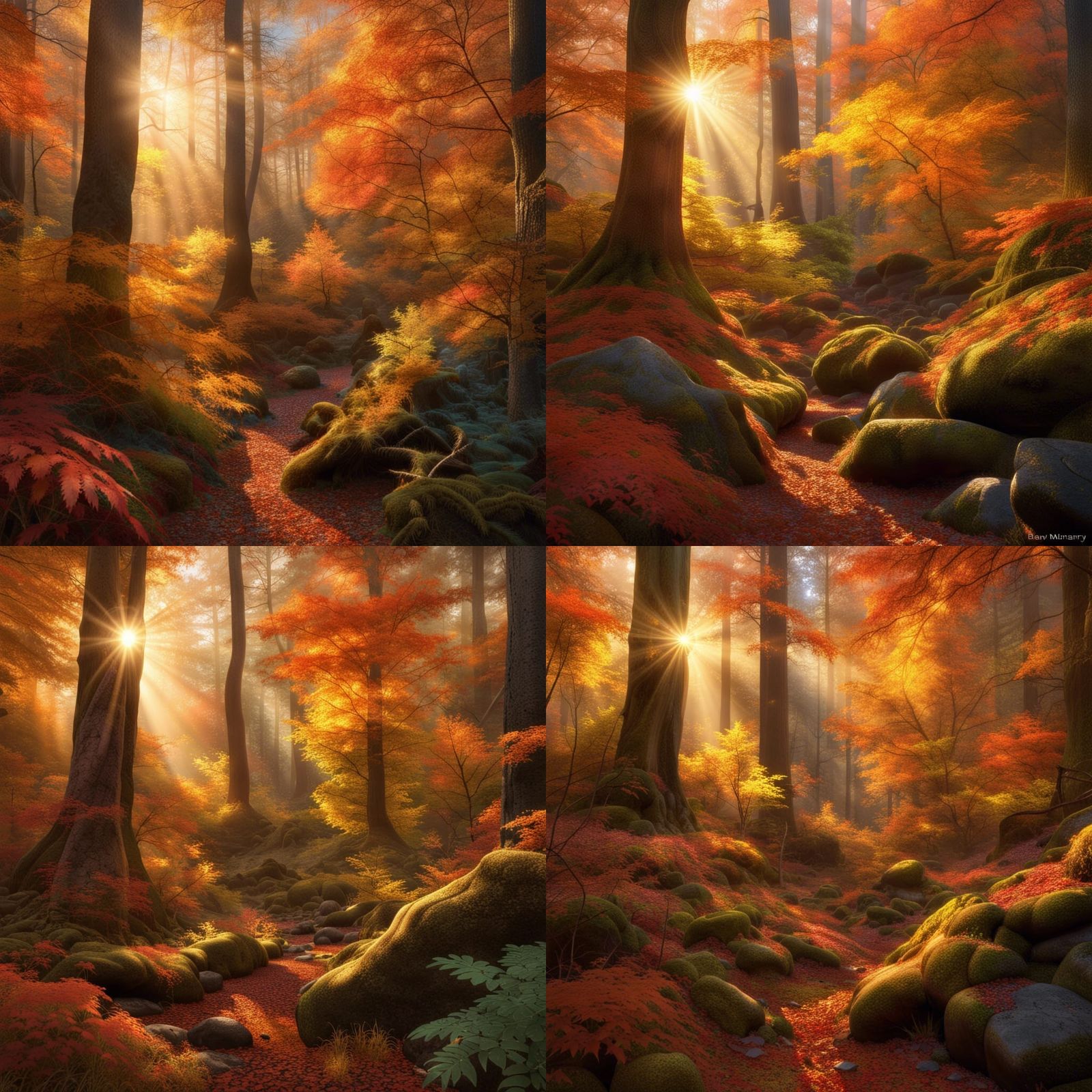 Radiant Autumn Forest in Golden Hour Light