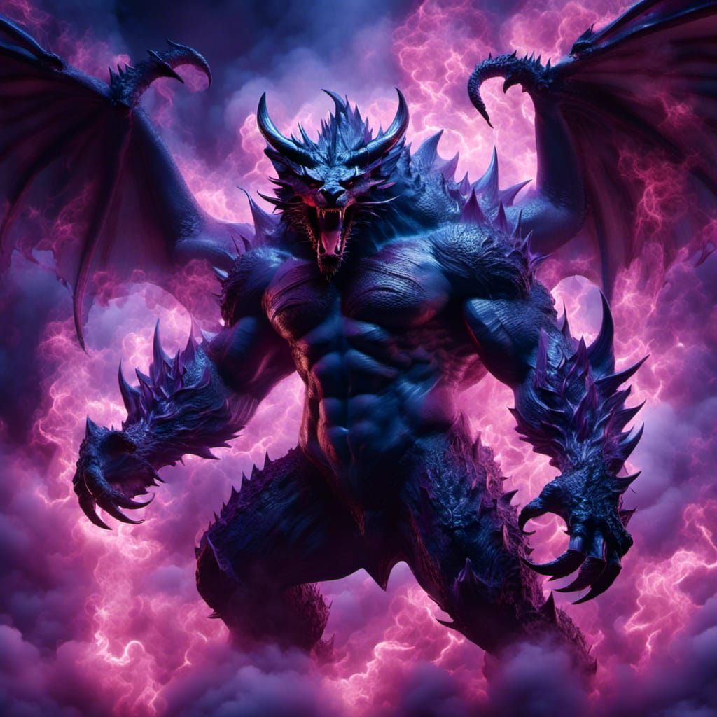 Menacing Demon-Bear Portrait in Pastel Smoke