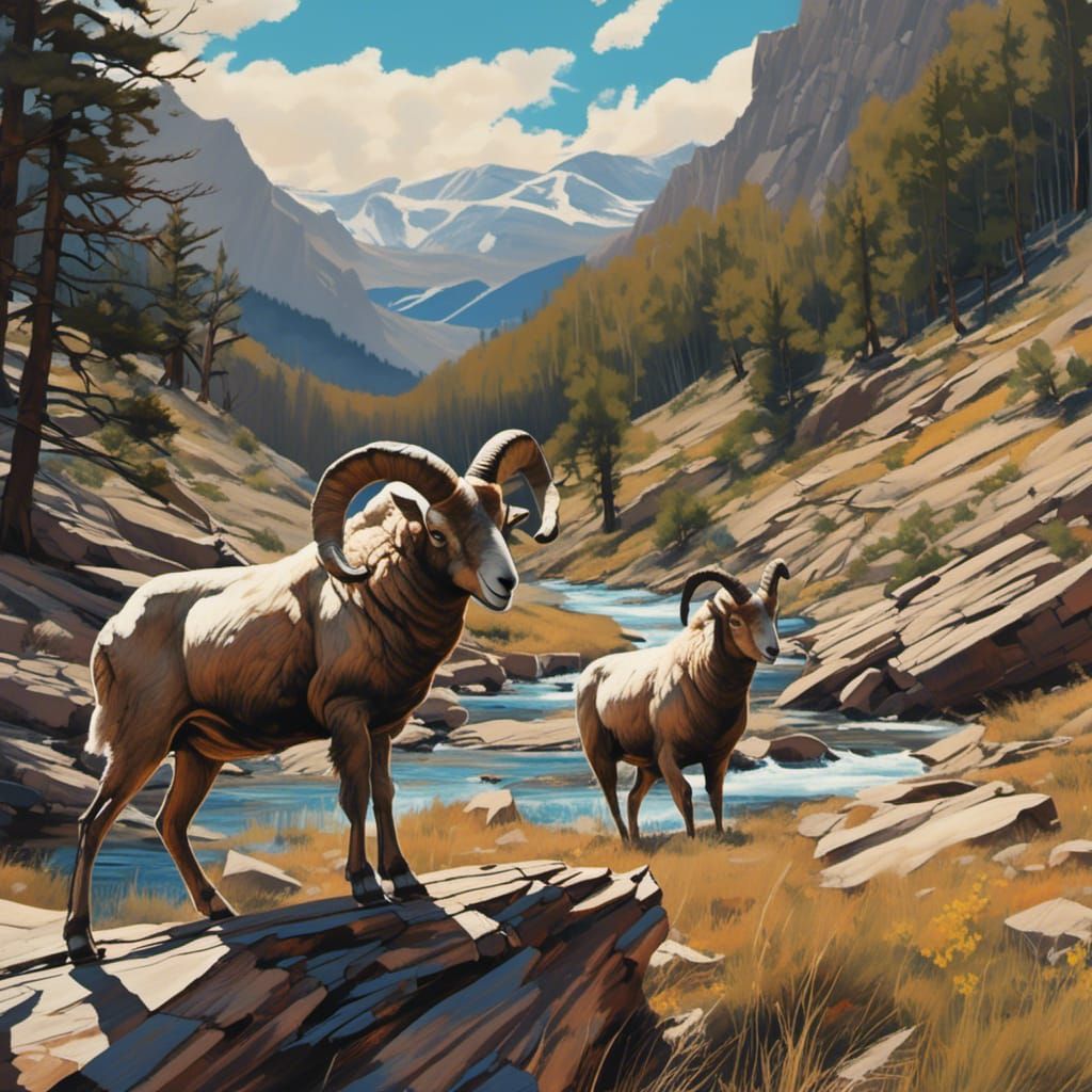 Rocky Mountain National Park Landscape in Illustrator Style