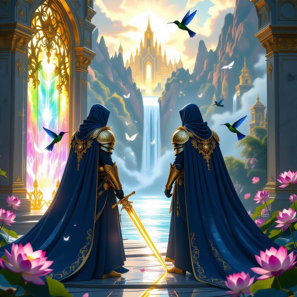 Mystical Knights Guarding Rainbow Crystal Gates