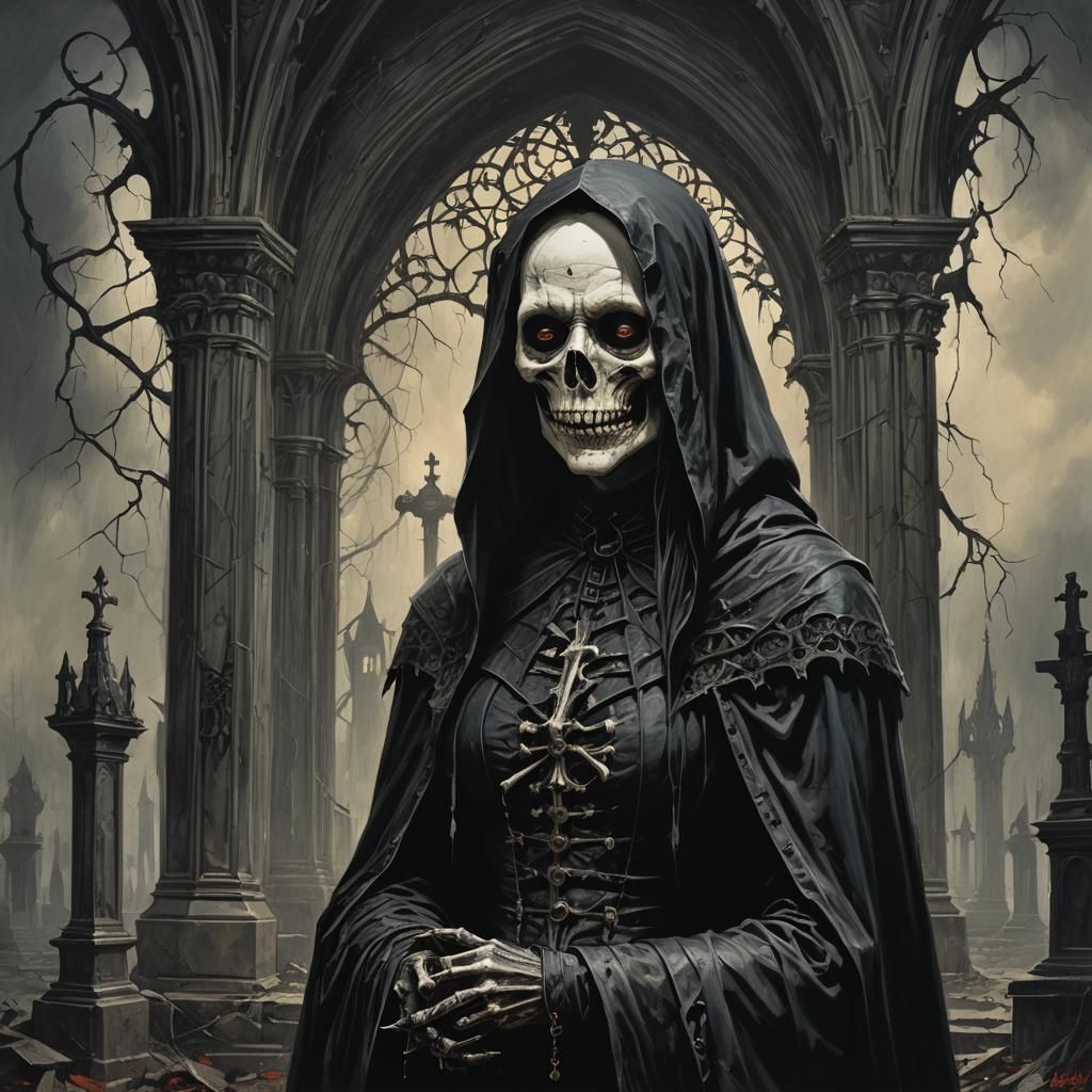 Sinister Gothic Mourning Horror Scene