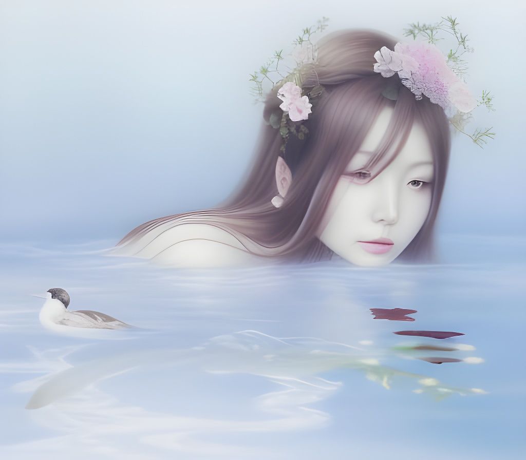 Ethereal Japanese Woman in Hyperrealistic Oil Painting