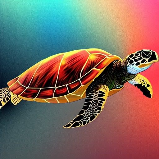Colorful Sea Turtle in Detailed Matte Painting