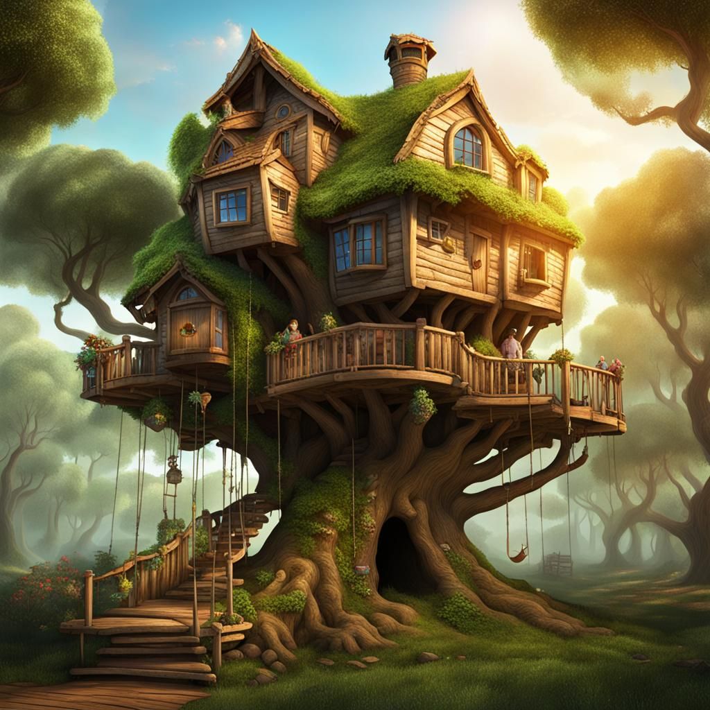 Enchanting Fantasy Treehouse in a Magical Forest