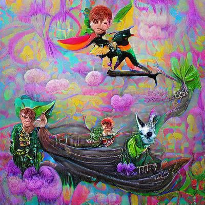 Psychedelic Peter Pan Adventure: Detailed Mixed Media Art
