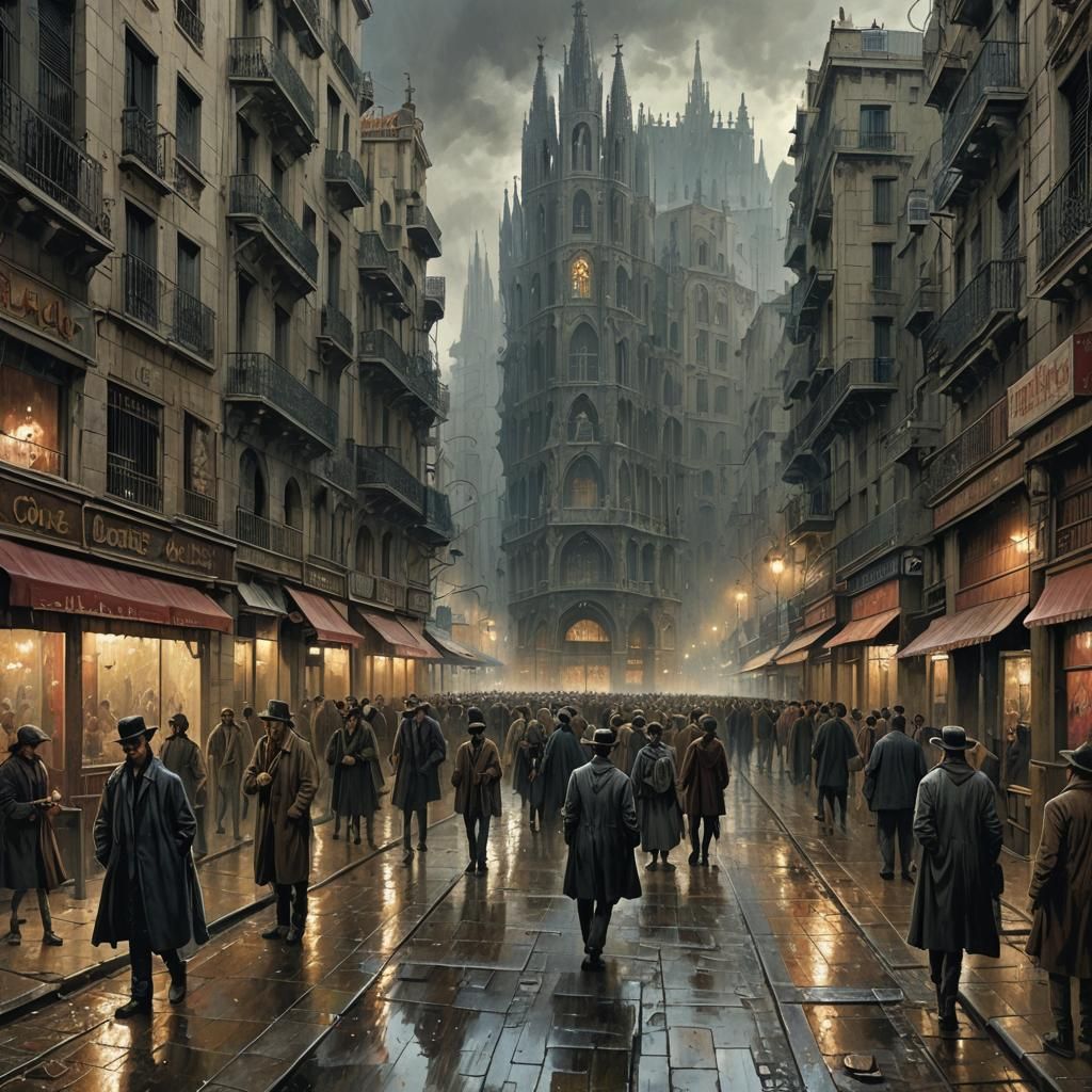 Barcelona Nightclub in Dark Horror Style