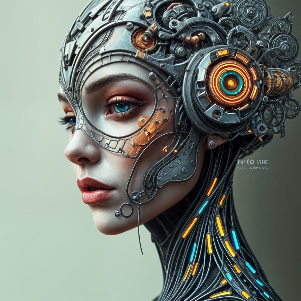 Elegant Cyberpunk Portrait of a Woman