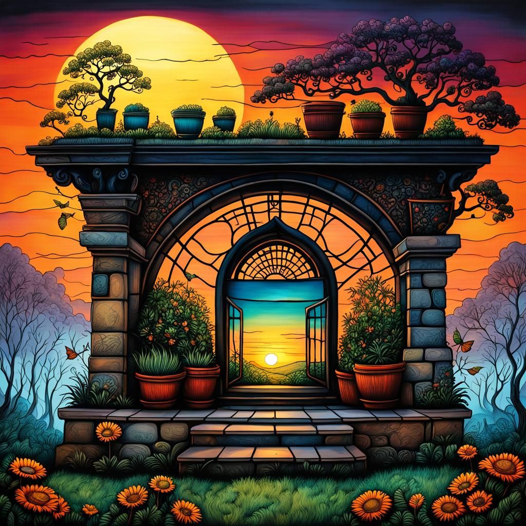 Ethereal Dutch Masterpiece with Vibrant Sunset