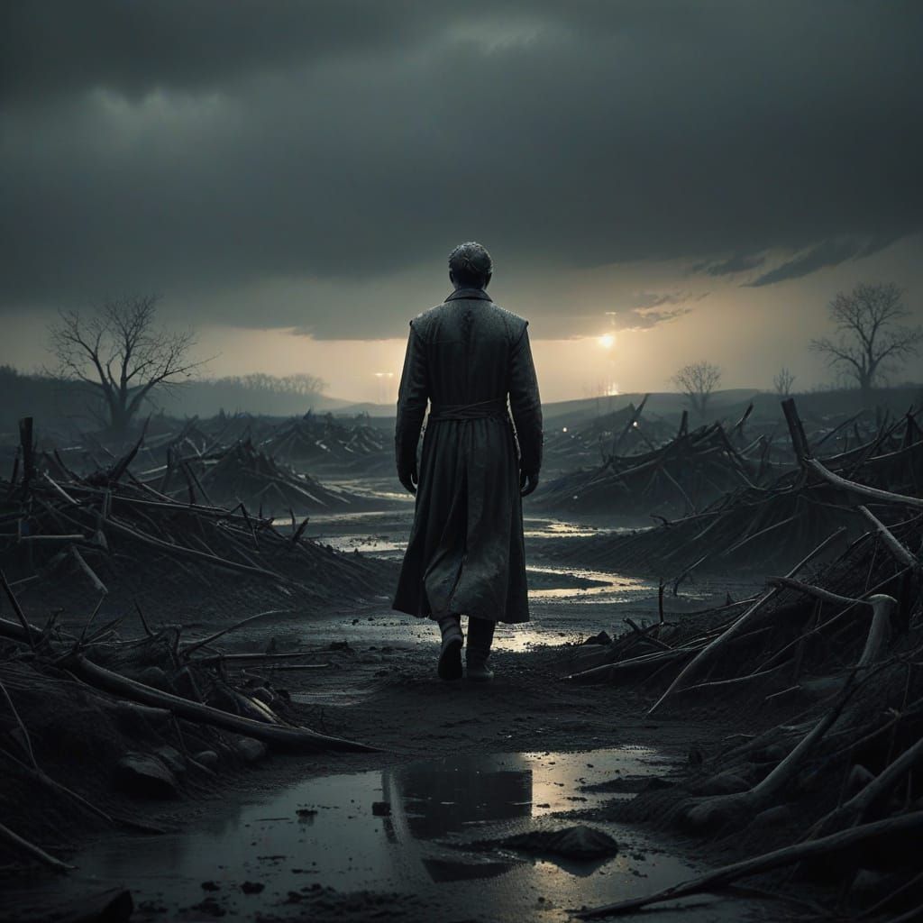 Surreal Landscape of Ash and Guilt