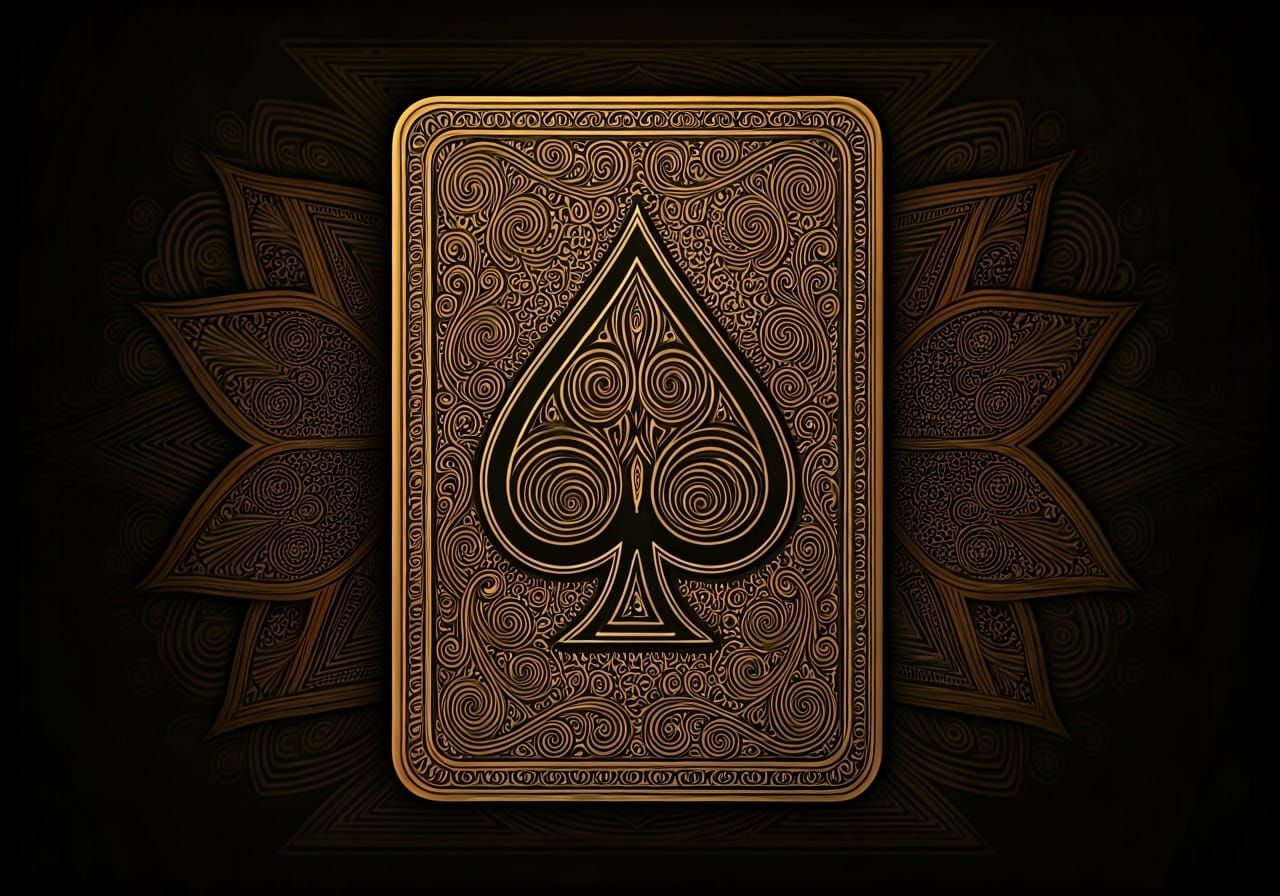 Ace of Spades: Stylized Engraving in Flat Illustration Style