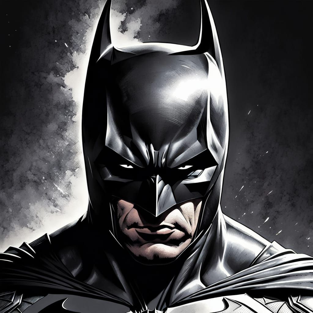 Gothic Dark Knight Portrait in Ink Comic Book Style