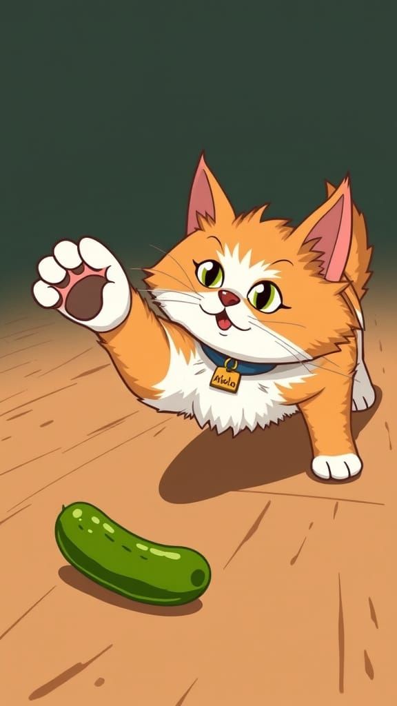 Curious Cat Investigates Mysterious Green Object in Cartoon ...