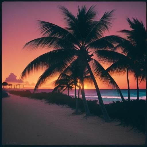 Miami Beach Road in 80s Neon Noire Style