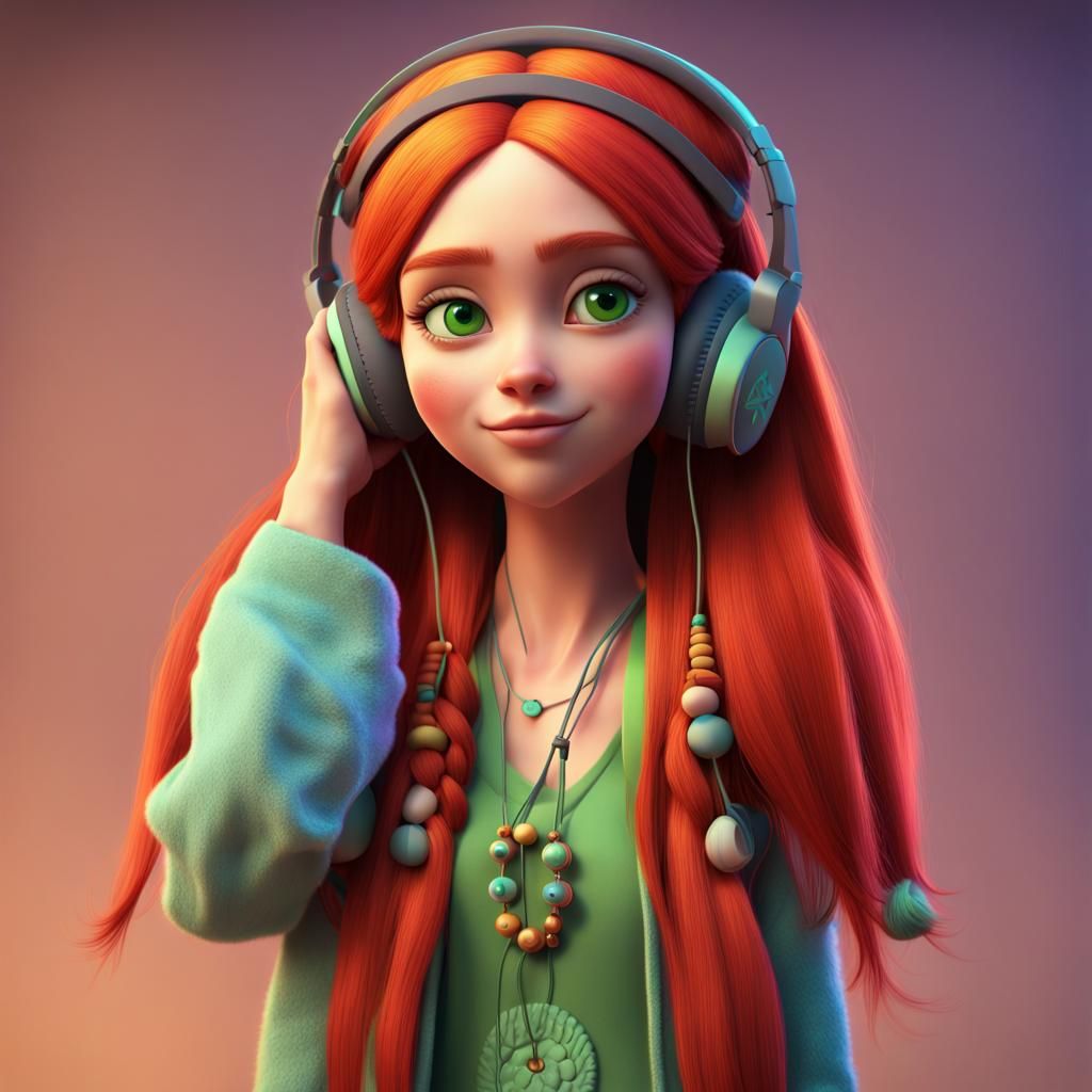 Glowing Hippie Girl in Vibrant Colors, Reimagined
