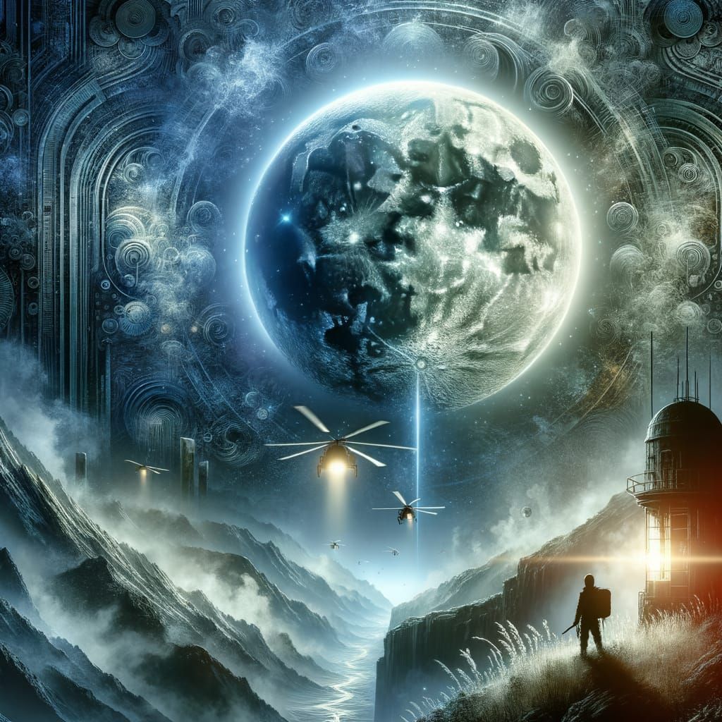 Dystopian World Under Bright Moonlight