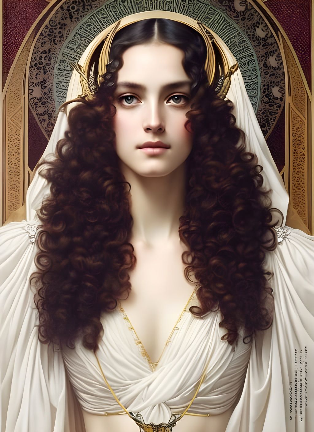 Intricate Greek Goddess Portrait in Vibrant Colors