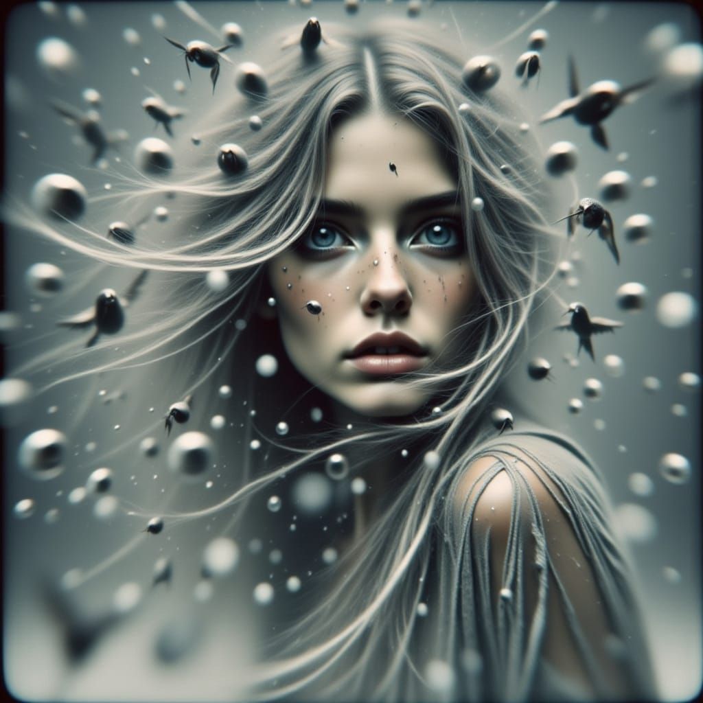 Ocean Storm Witch with Silver Eyes