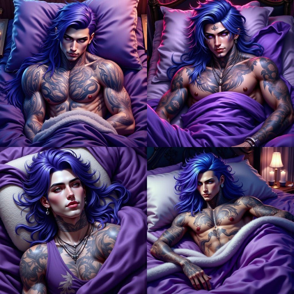 Muscular, Tattooed Queer Man in Art Deco Style