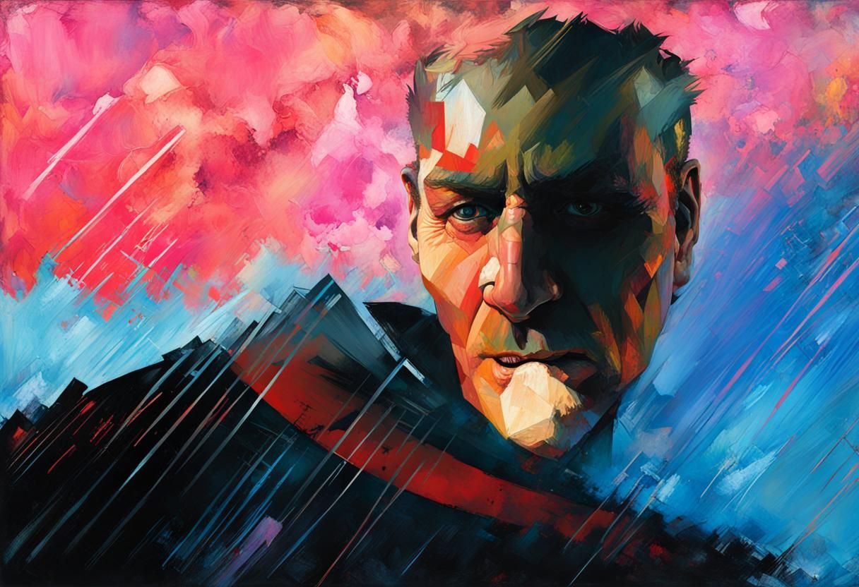 Expressionist Portrait with Colorful Textured Paint