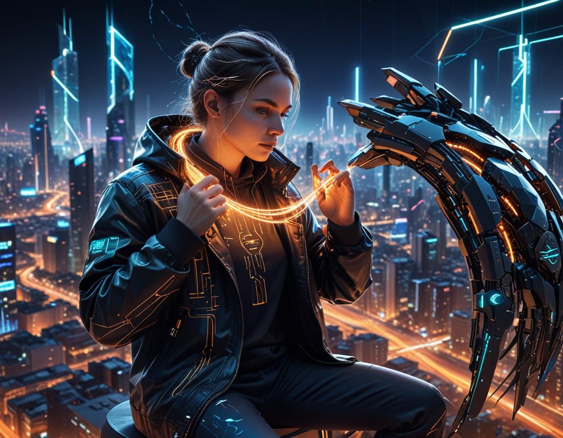 Cyberpunk Blockchain Metropolis