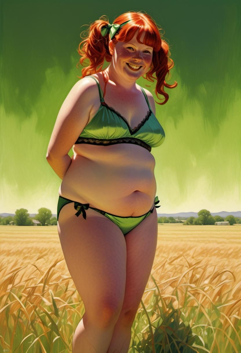 Woman with Red Hair in Frahm Illustration Style