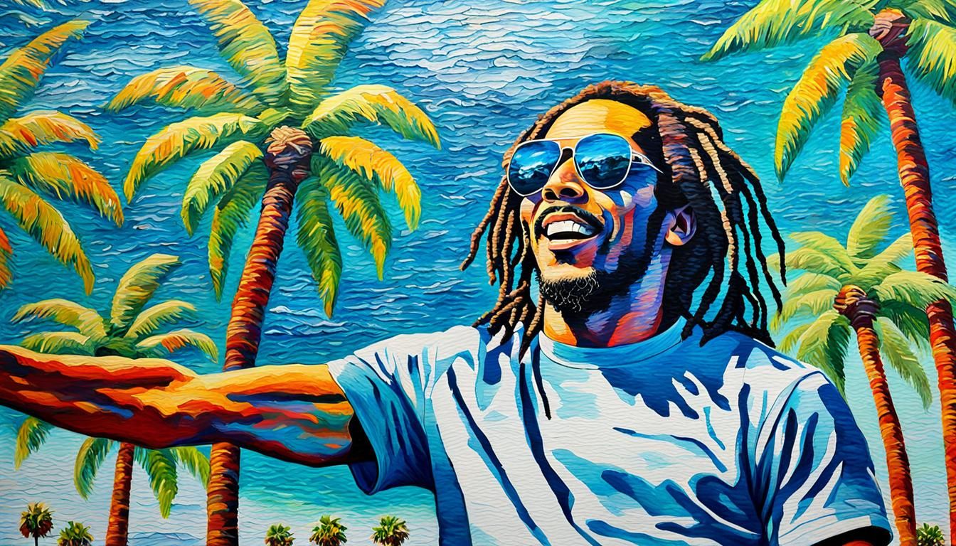 Bob Marley Portrait in Watercolor Pop Art Style