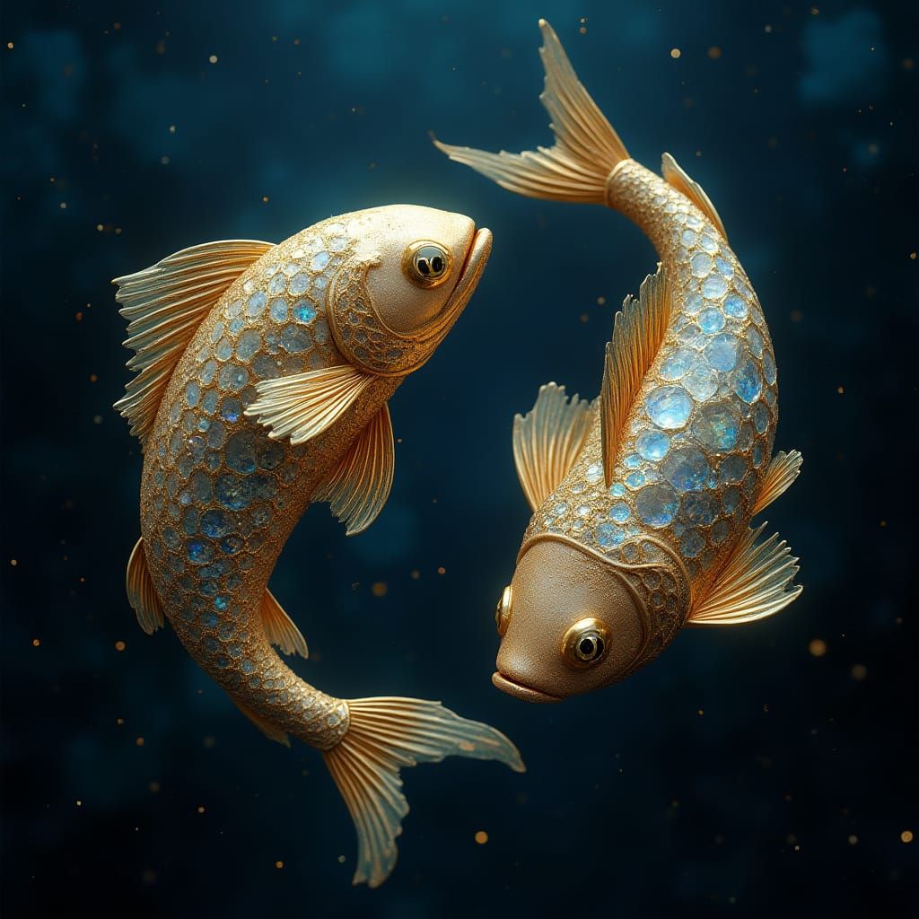 Golden Fish in Art Nouveau Style