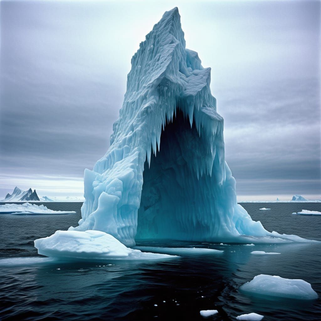 Eerie Iceberg: A Chilling Underwater Spectacle