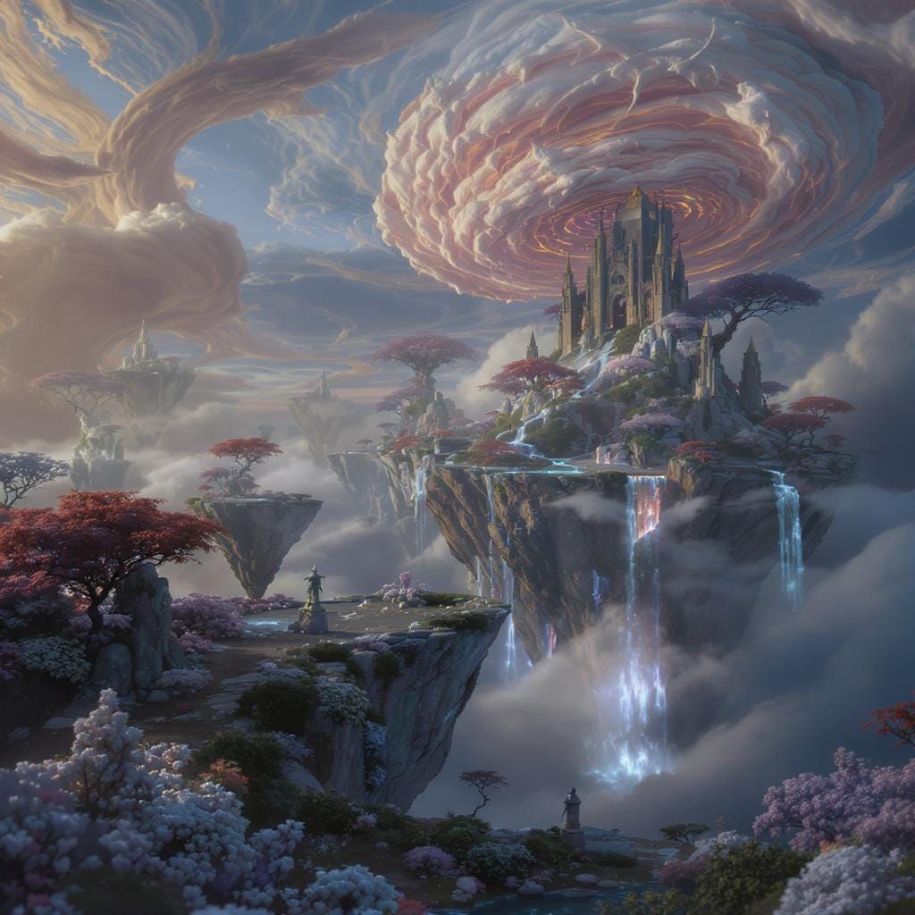 Floating Islands and Ancient Ruins in Fantasy Realm